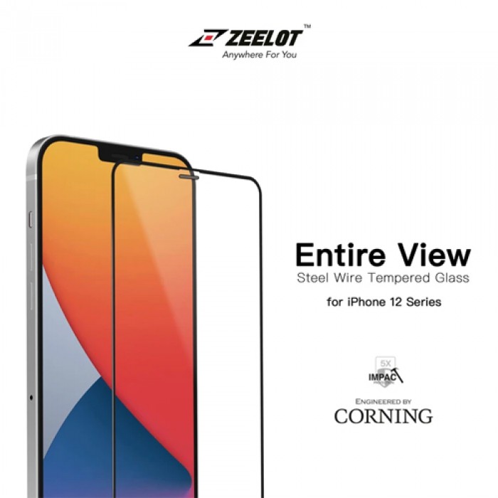CƯỜNG LỰC IPHONE 12 / 12 PRO ZEELOT ENTIRE VIEW STEEL WIRE MATTE PUREGLASS